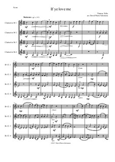 If Ye Love Me: For four clarinets by Thomas Tallis