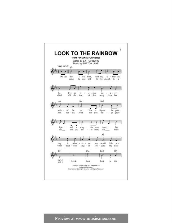 Look to the Rainbow: Melody line by Burton Lane