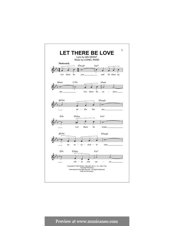 Let There Be Love (Nat 'King' Cole): Melody line by Lionel Rand