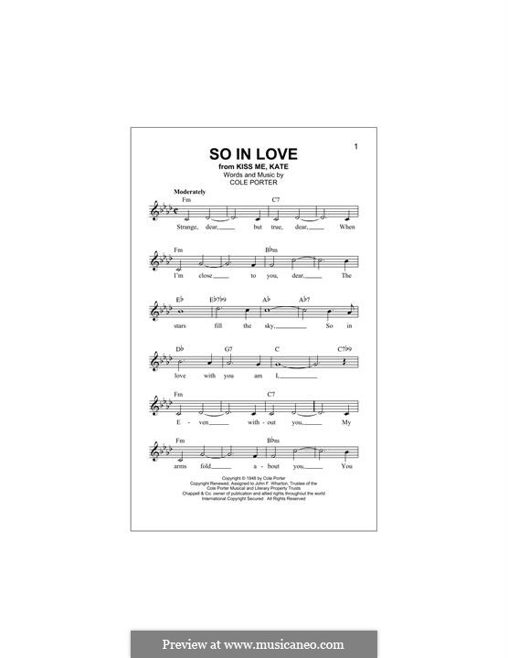So in Love: Melody line by Cole Porter