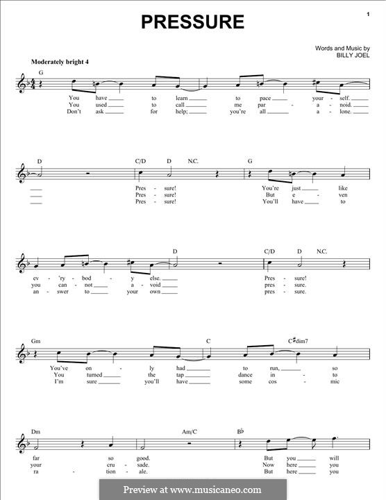 Pressure: Melody line by Billy Joel