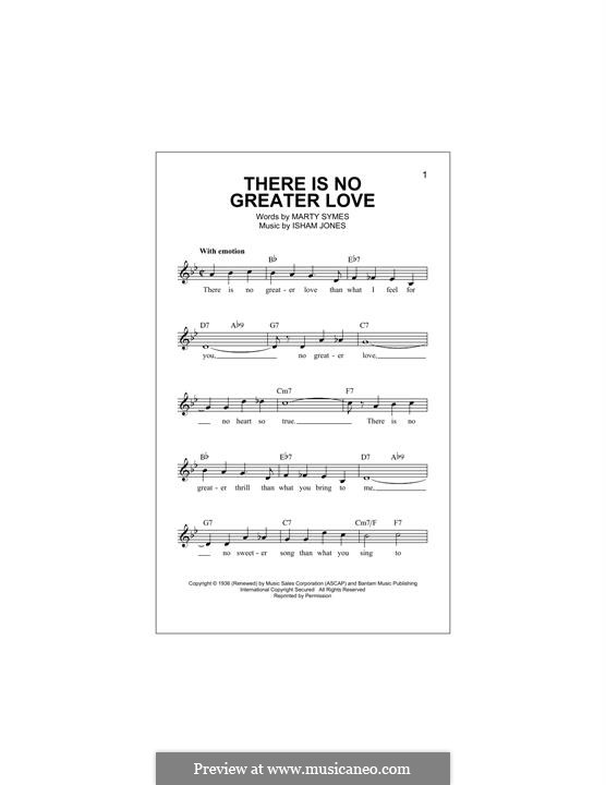 There Is No Greater Love: Melody line by Marty Symes