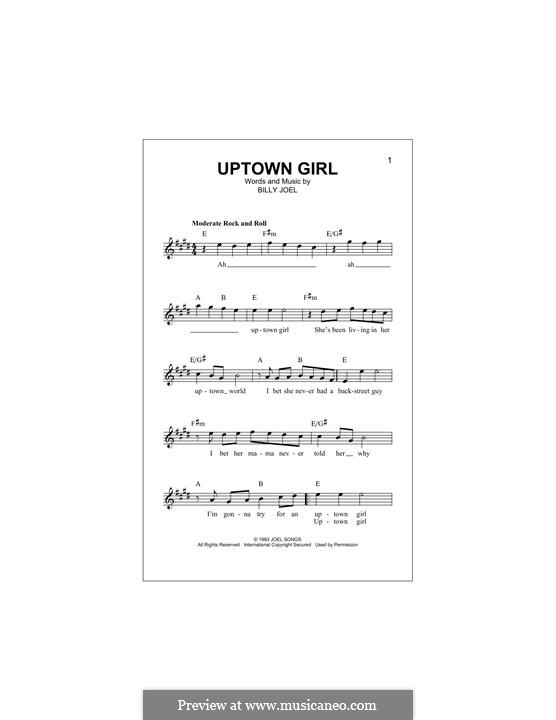 Uptown Girl: Melody line by Billy Joel