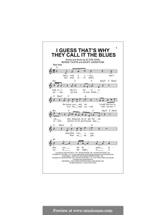 I Guess That's Why They Call It the Blues: Melody line by Davey Johnstone, Elton John