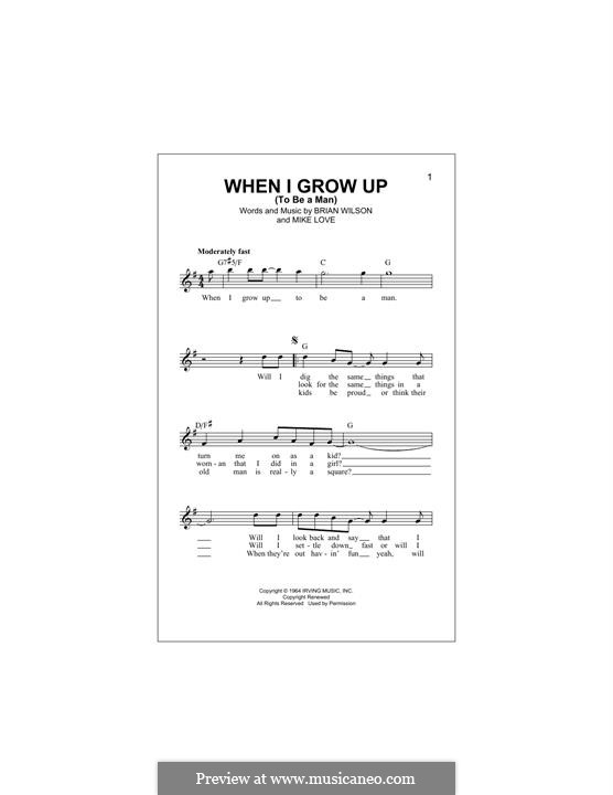 When I Grow Up (To Be a Man): Melody line by Brian Wilson, Mike Love