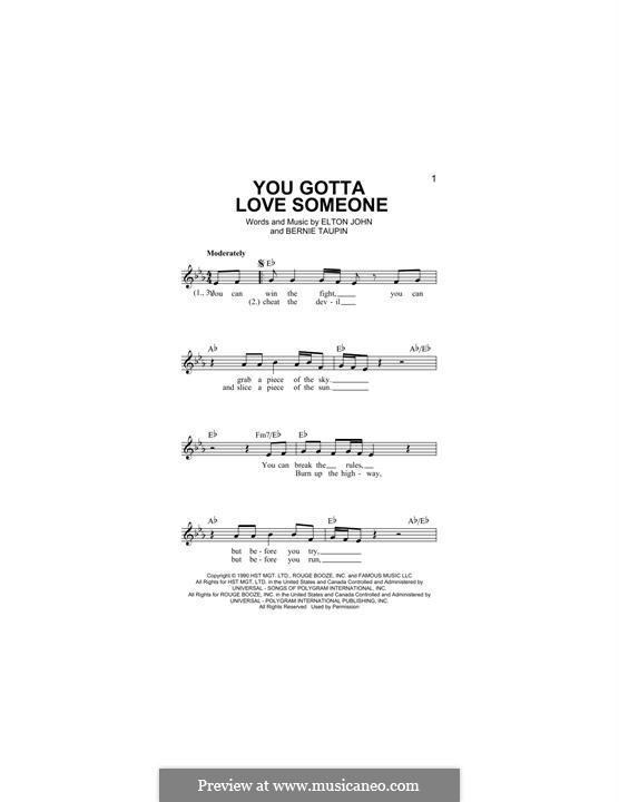 You Gotta Love Someone by E. John sheet music on MusicaNeo