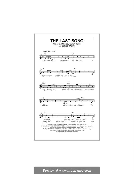 The Last Song: Melody line by Elton John