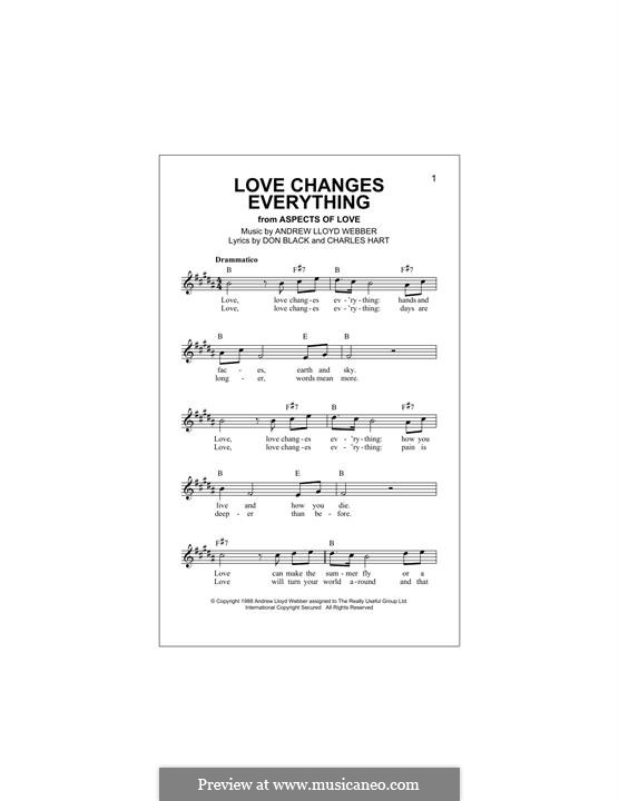 Love Changes Everything: Melody line by Andrew Lloyd Webber