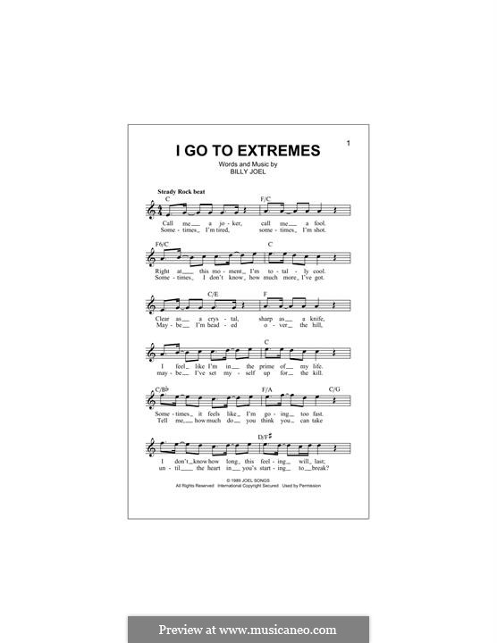 I Go To Extremes: Melody line by Billy Joel
