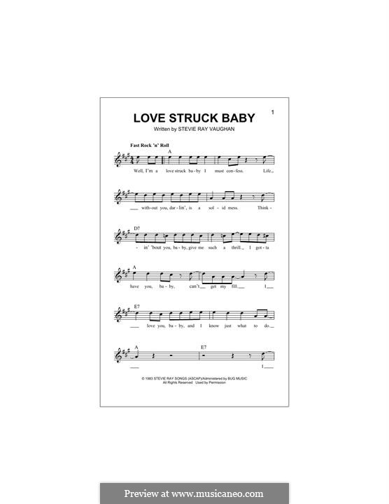Love Struck Baby: Melody line by Stevie Ray Vaughan
