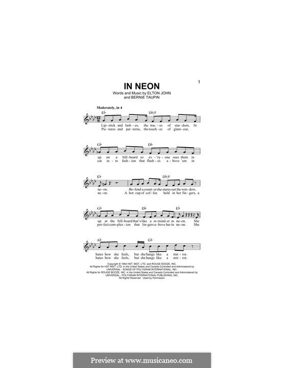 In Neon: Melody line by Elton John