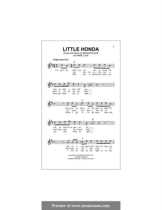 Little Honda (The Beach Boys): Melody line by Brian Wilson, Mike Love