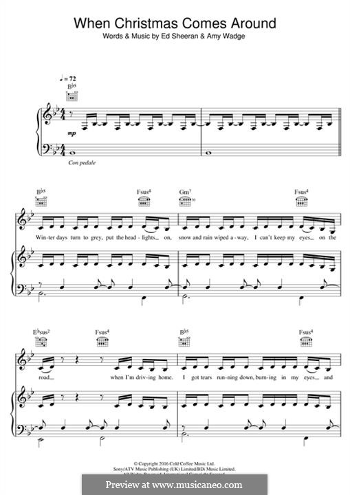 When Christmas Comes Around (Matt Terry): For voice and piano by Ed Sheeran, Amy Wadge