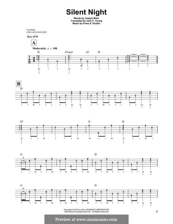Solo instrument version (various): For banjo by Franz Xaver Gruber