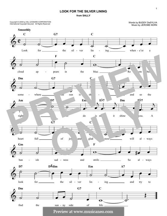 Look for the Silver Lining: Melody line by Jerome Kern
