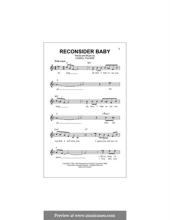 Reconsider Baby (Elvis Presley): Melody line by Lowell Fulson