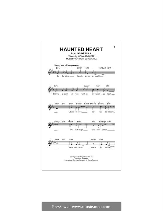 Haunted Heart (Frank Sinatra): Melody line by Arthur Schwartz