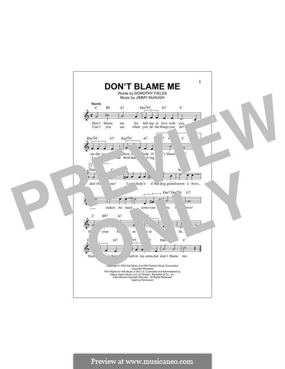 Don't Blame Me: Melody line by Jimmy McHugh
