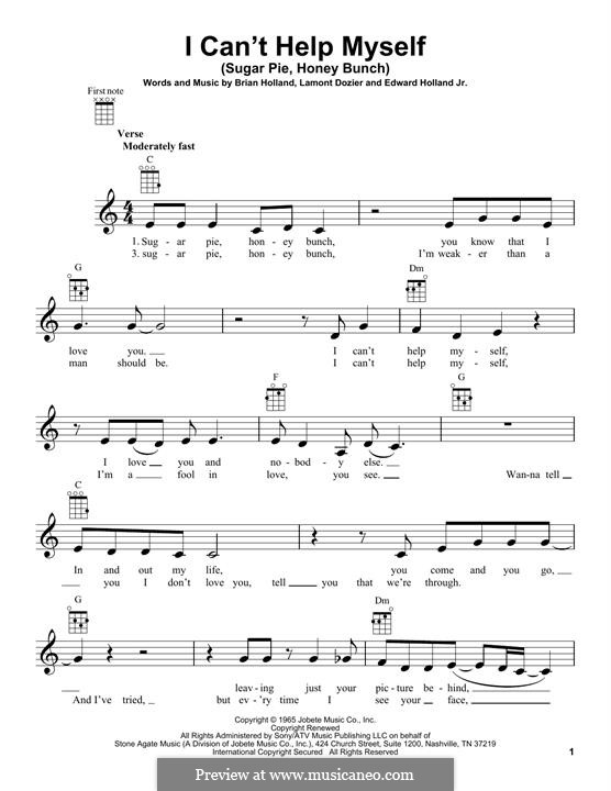 I Can't Help Myself (Sugar Pie, Honey Bunch): For ukulele by Brian Holland, Edward Holland Jr., Lamont Dozier