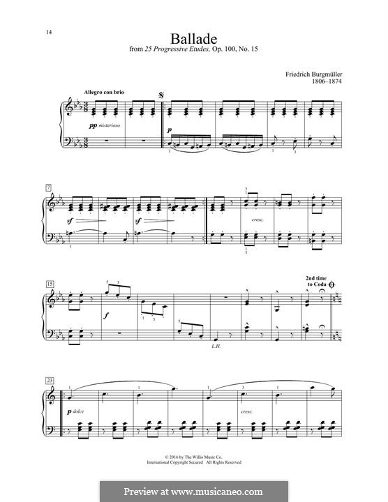 No.15 Ballade: For piano by Johann Friedrich Burgmüller