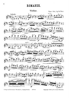 Romance for Violin and Piano, Op.71 No.1: Solo part by Hans Sitt