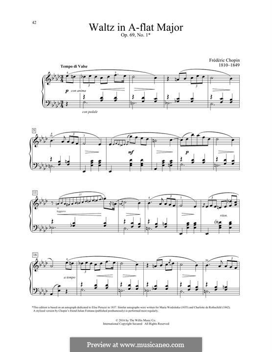 Waltzes, Op. posth.69: No.1 in A Flat Major by Frédéric Chopin