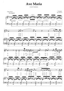 Ave Maria (Piano-vocal score), D.839 Op.52 No.6: For Mezzo-Soprano (In Latin) in G Major by Franz Schubert