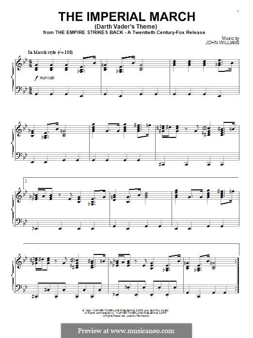 The Imperial March (Darth Vader's Theme): For piano by John Williams