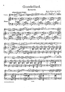 Pieces for Violin and Piano, Op.45: No.1 Barcarole by Moritz Köhler