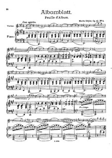 Pieces for Violin and Piano, Op.45: No.4 Album Leaf by Moritz Köhler