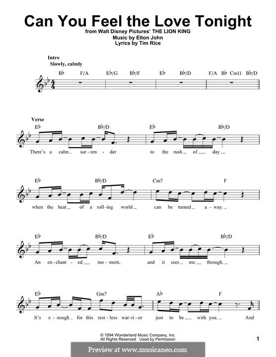 Vocal version: Melody line by Elton John