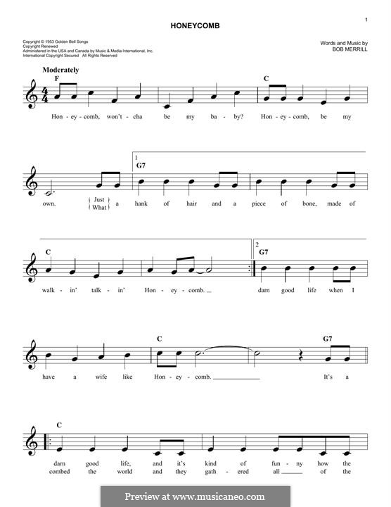 Honeycomb: Melody line by Bob Merrill