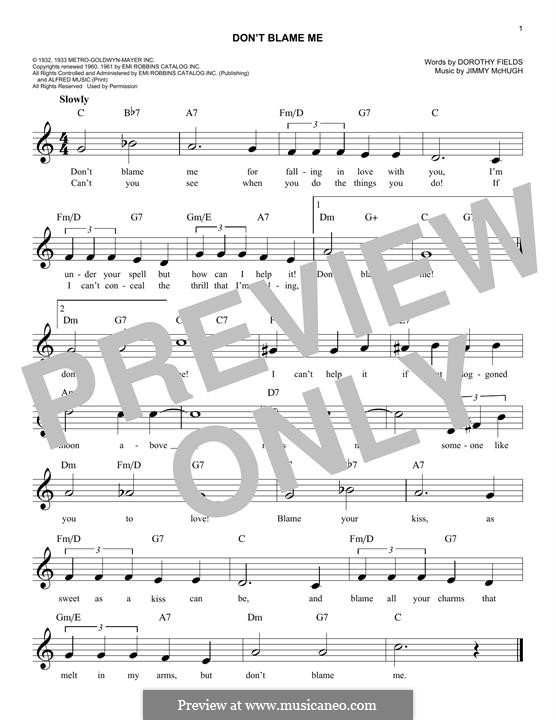 Don't Blame Me: Melody line by Jimmy McHugh
