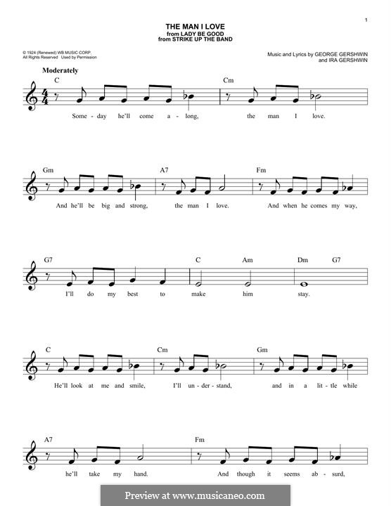 The Man I Love: Melody line by George Gershwin