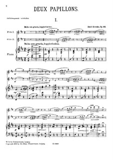 Deux papillons for Two Flutes and Piano, Op.165: Full score by Emil Kronke