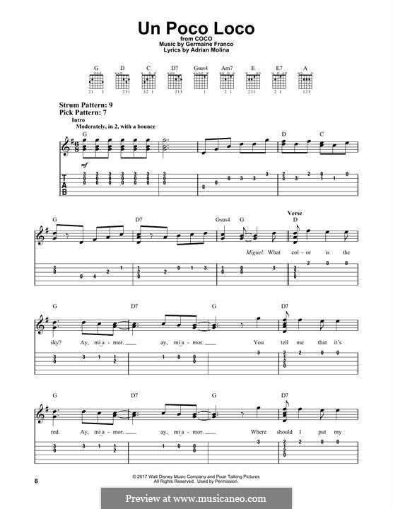 Un Poco Loco (from 'Coco'): For guitar with tab by Germaine Franco