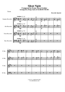 Vocal version: For recorder quartet by Franz Xaver Gruber