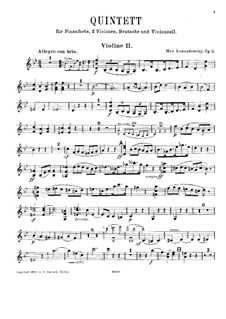 Piano Quintet in B Flat Major, Op.2: Violin II part by Max Lewandowsky