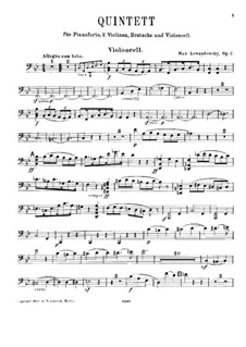 Piano Quintet in B Flat Major, Op.2: Cello part by Max Lewandowsky