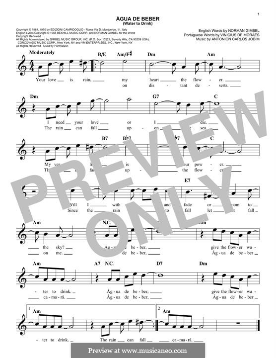 Agua de Beber (Water To Drink): Melody line by Antonio Carlos Jobim