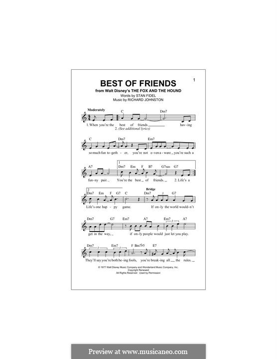 Best of Friends (Pearl Bailey): Melody line by Richard Johnston