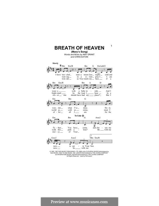 Breath of Heaven (Mary's Song): Melody line by Chris Eaton