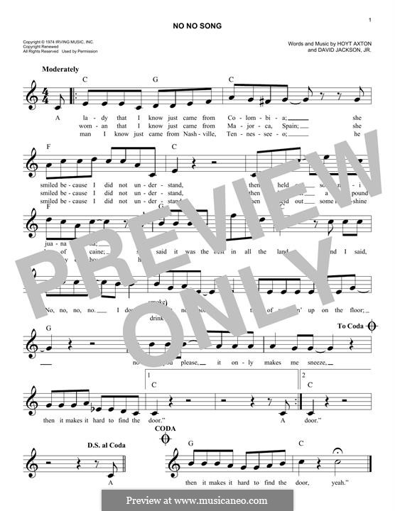 No No Song: Melody line by Hoyt Axton, David Jackson Jr.
