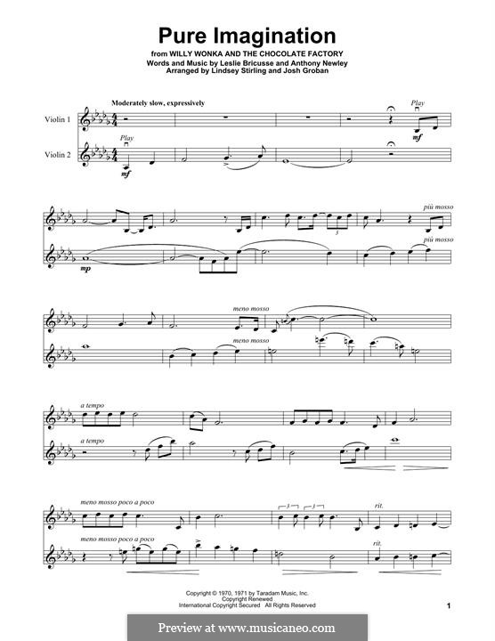 pure imagination from willy wonka and the chocolate factory by a pure imagination violin sheet music