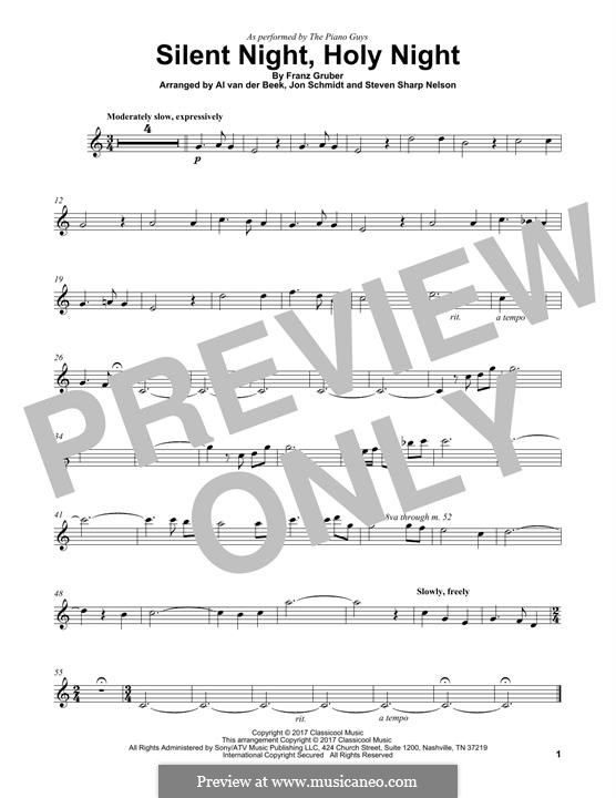 Solo instrument version (various): For violin (The Piano Guys) by Franz Xaver Gruber