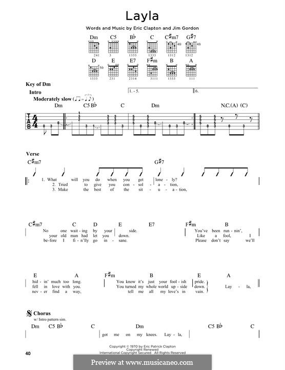 Layla (Derek and The Dominos): For guitar with tab by Jim Gordon