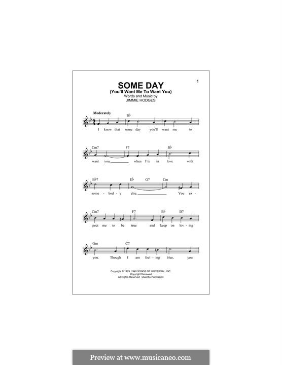 Someday (You'll Want Me to Want You): Melody line by Jimmie Hodges