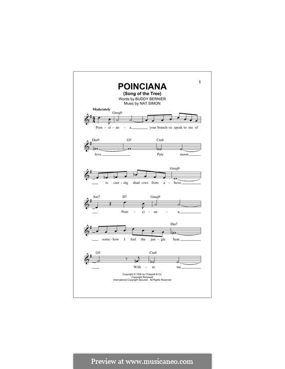 Poinciana (Song of the Tree): Melody line by Nat Simon