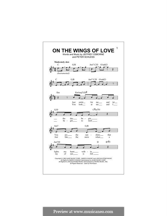 On the Wings of Love: Melody line by Peter Schless