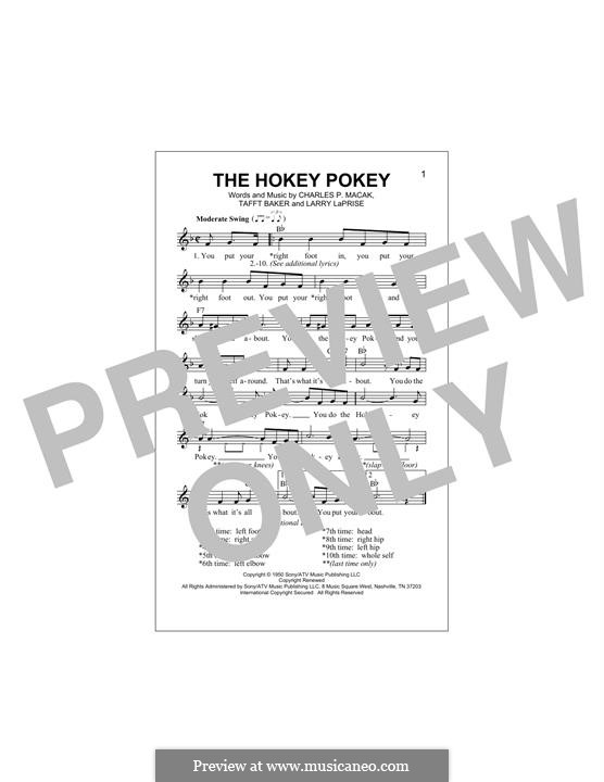 The Hokey Pokey: Melody line by Charles P. Macak, Larry LaPrise, Tafft Baker